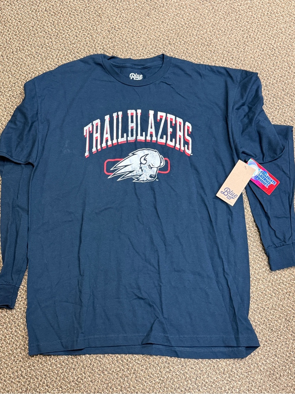 Blue 84 Portland Trail Blazers Long‎ Sleeve Tee NWT XL 100% Cotton